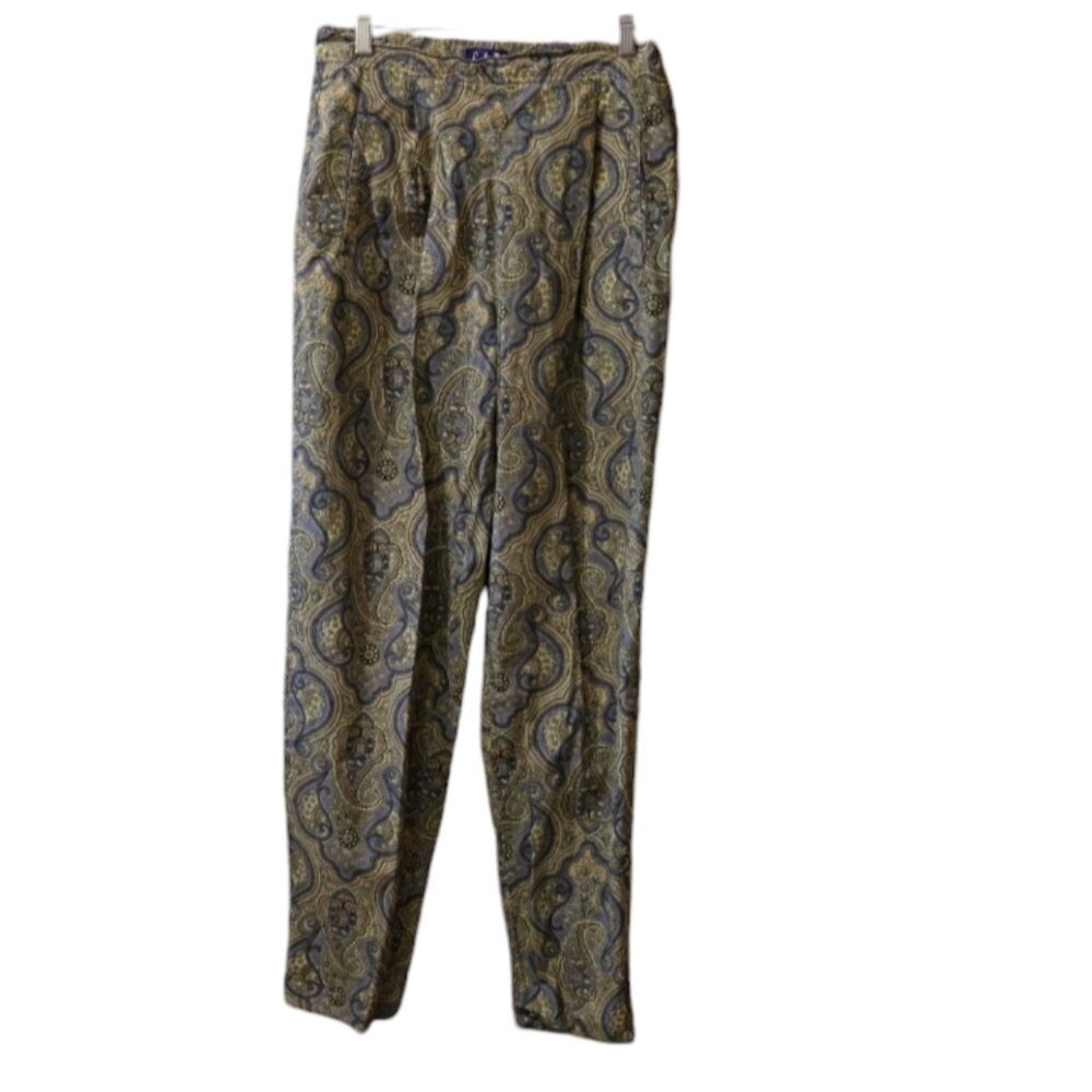Gap Paisley Printed Vintage 90s Trouser Pants 10 Green & Gold